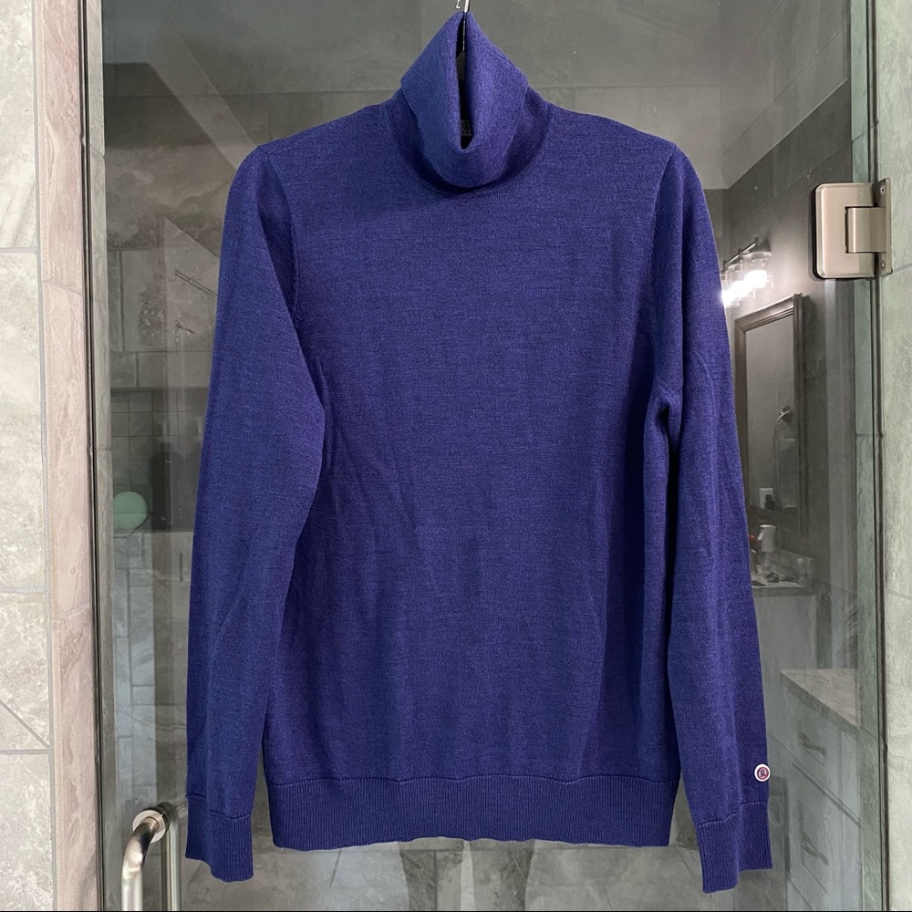 Serge Blanco Mens size M navy turtleneck